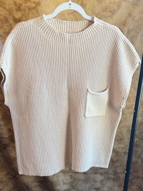 Zenana Outfitters Beige Ribbed Knit Top